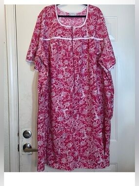 Lasting Comfort House Dress Muumuu Vintage Pink Floral Nightshirt Plus Size 4X